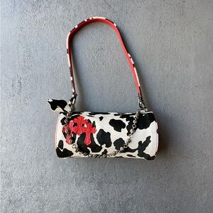 Mini Cow Print Chrome Style Cross cemetery Handbag